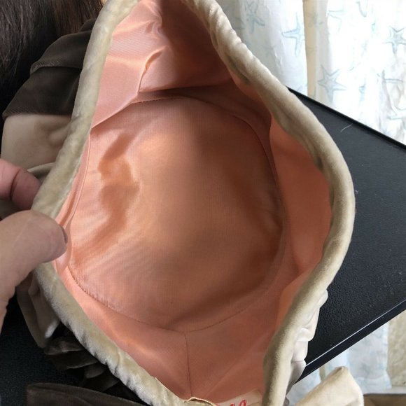 Vintage Women's Pillbox Style Velvet Hat Nell New York Colorblock - Picture 11 of 12